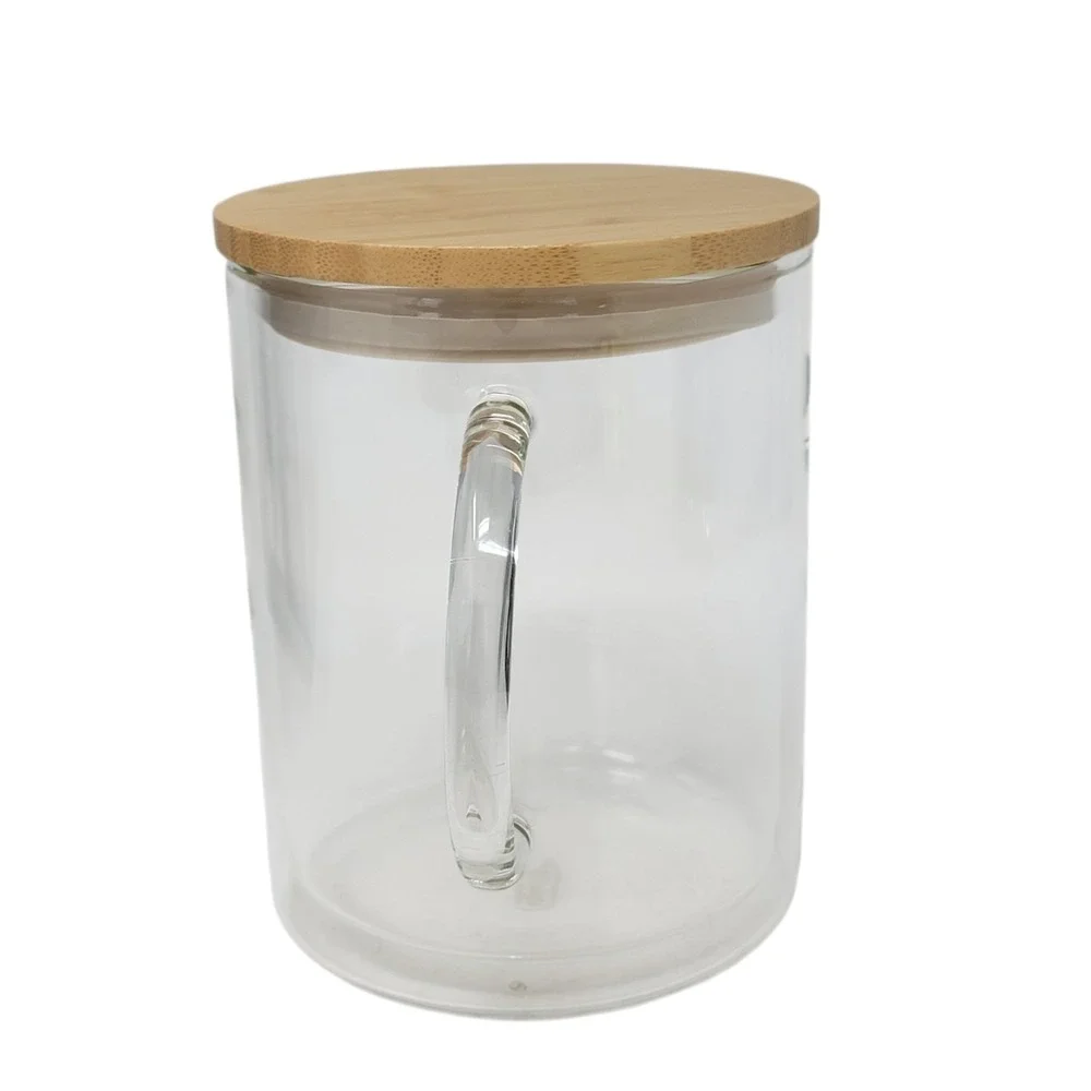 Double Wall Glass Coffee Pot Bamboo Lid 25oz Thermal Carafe Open Box‎ New